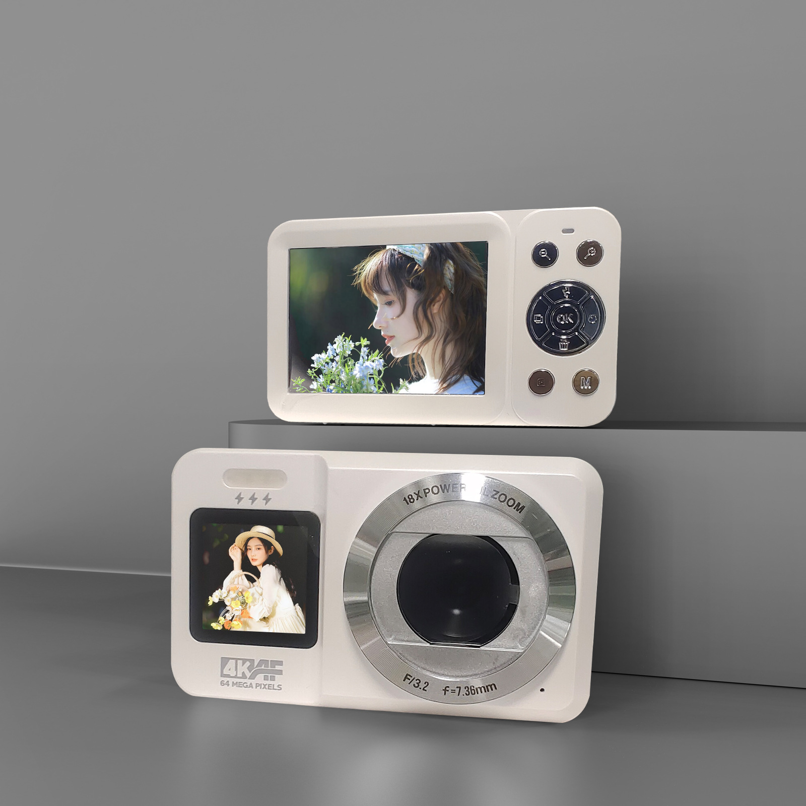 日本品质新品4K高清数码相机入门级自拍旅行摄像学生数码照相机白