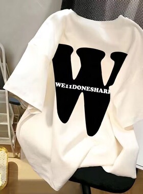 女短袖夏新款洋气减龄宽松体恤港味chic上衣美式复古冰丝白色t恤