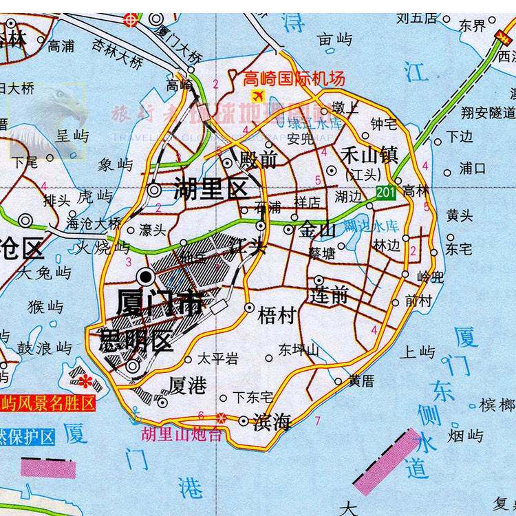 2022新款 超大巨幅 厦门市墙贴 交通行政区划图 装饰画海报地图