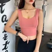 防震跑步健身瑜伽外穿背心 带胸垫一体无痕大码 运动内衣女夏季 薄款