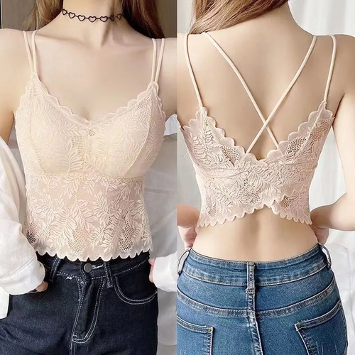 蝴蝶美背蕾丝无痕大码吊带背心