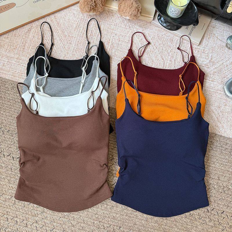 褶皱收腰加绒防寒吊带背心秋冬带胸垫一体式无痕显瘦纯色保暖内衣,女士内衣/男士内衣/家居服,保暖背心,淘宝优惠券,粉丝福利购,淘宝优惠卷