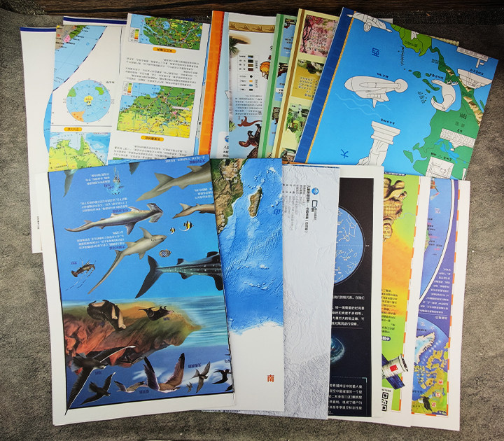正版学霸地图全16幅,每幅尺寸约为86CM×60CM 手绘+涂色+音频+视频+AR 能看、能读、能听、还能画的地图