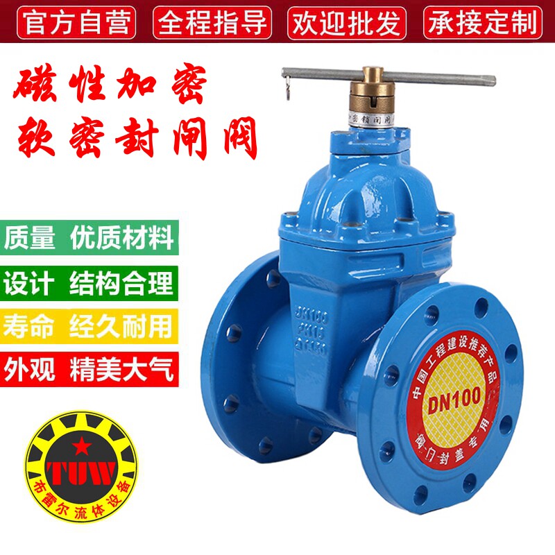 jmz45x软密封磁性加密闸阀锁闭防盗带锁球墨铸铁钥匙开关法兰阀门