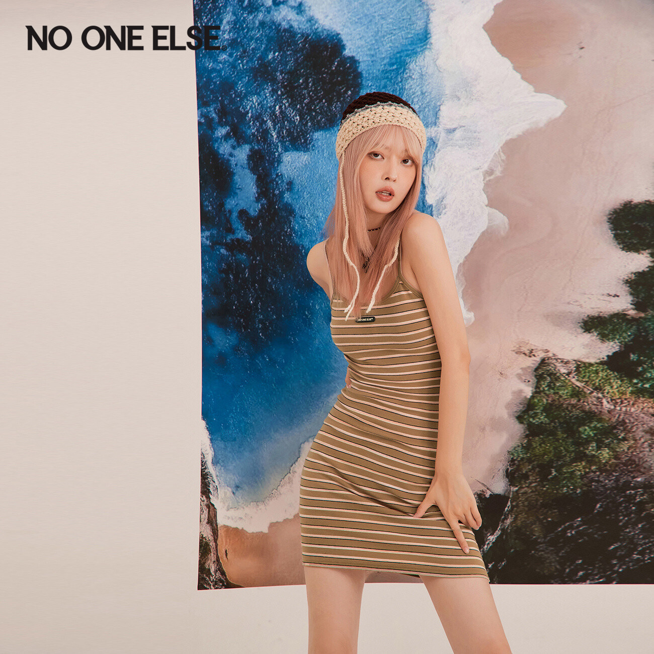 NOONEELSE辣妹条纹吊带连衣裙图片