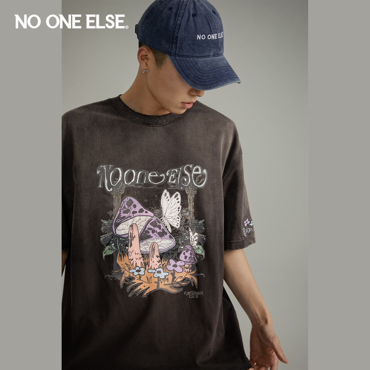 NO ONE ELSE潮酷印花T恤男女款2026早秋新品森林精灵系列宽松上衣