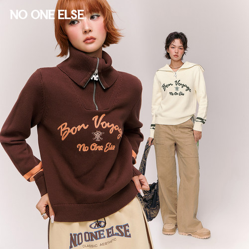 NOONEELSE字母绣花针织衫
