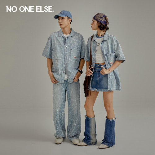 NOONEELSE腰果花牛仔衬衫