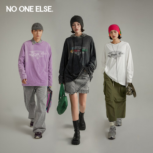 字母印花T恤nooneelse