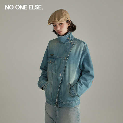 不对称牛仔外套nooneelse