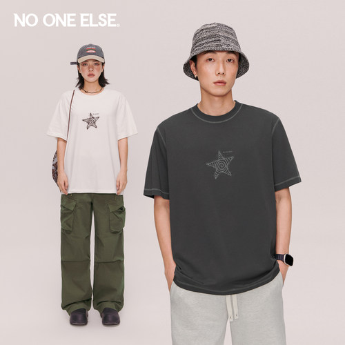 NOONEELSE星星字母印花T恤