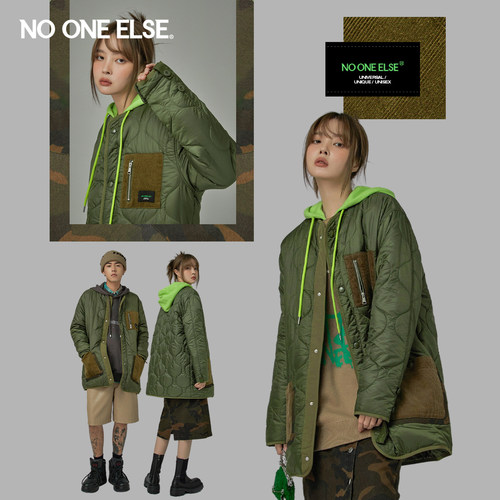 【反季清仓】NO ONE ELSE纯色宽松棉服男女同冬韩范内搭棉衣外套