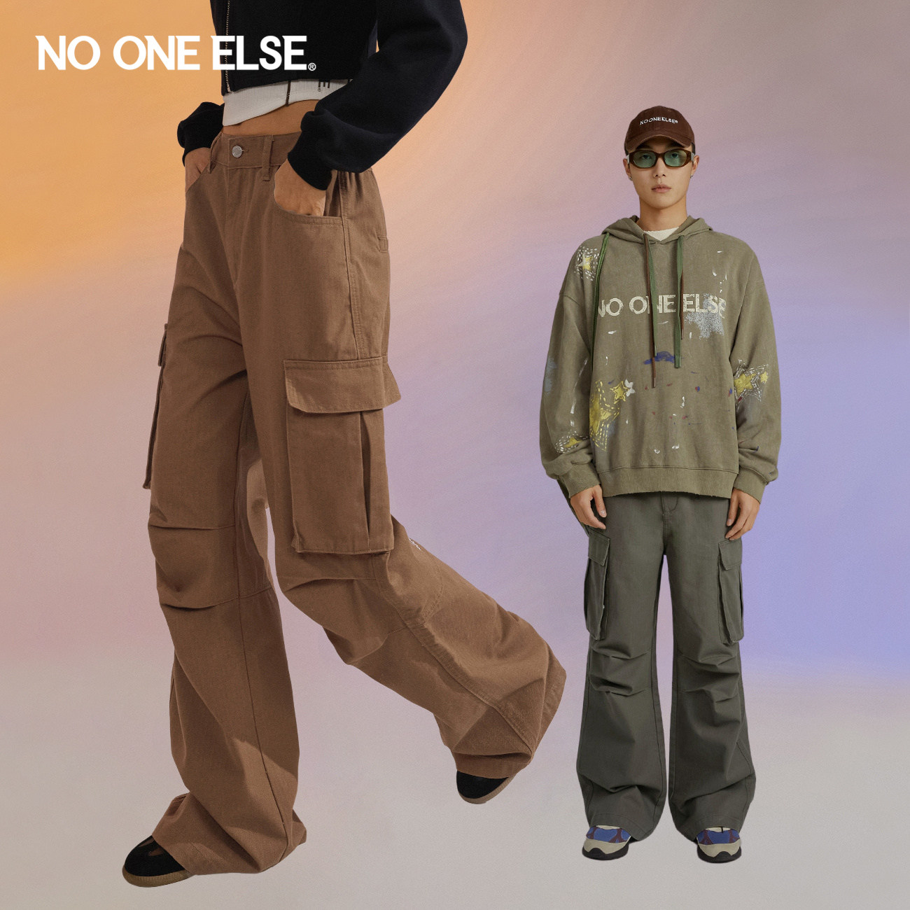 NO ONE ELSE【7系列】阔腿休闲裤男女款2026年早秋新品工装长裤子