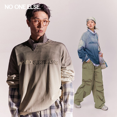 NOONEELSE字母贴布绣卫衣