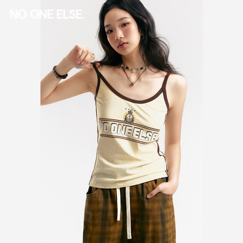 NO ONE ELSE字母条纹印花吊带女士2026春秋新款美式辣妹外穿背心