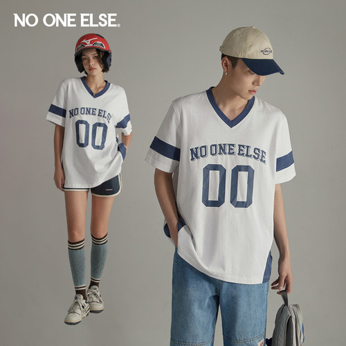 字母美式复古短袖nooneelse