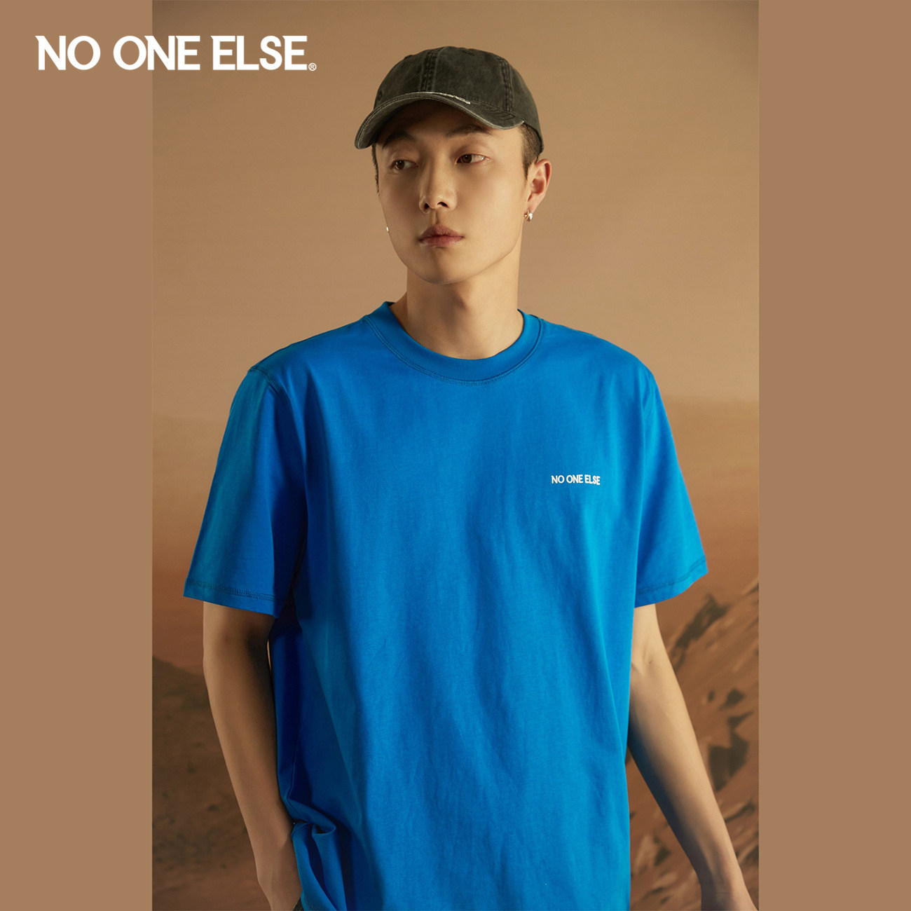 NO ONE ELSE【7系列】字母印花T恤男女款2026夏新品宽松短袖上衣