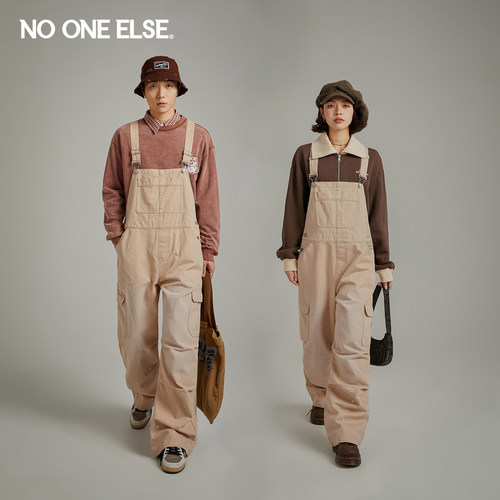 休闲裤背带nooneelse美式