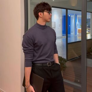 430G重磅秋冬打底毛衣可机洗韩系中领气质落肩抗起球贴身针织衫