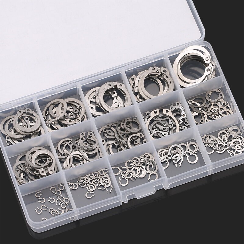 304不锈钢轴用孔用开口挡圈c型e形外卡簧垫片弹性碳钢轴卡孔卡