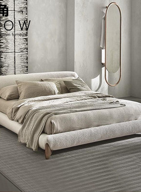 侘寂风床porada 日式意式极简主卧2米现代法式奶油风羊羔绒网红床