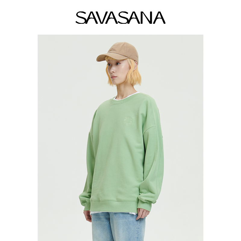 savasana春季十色棉质运动风圆领女卫衣