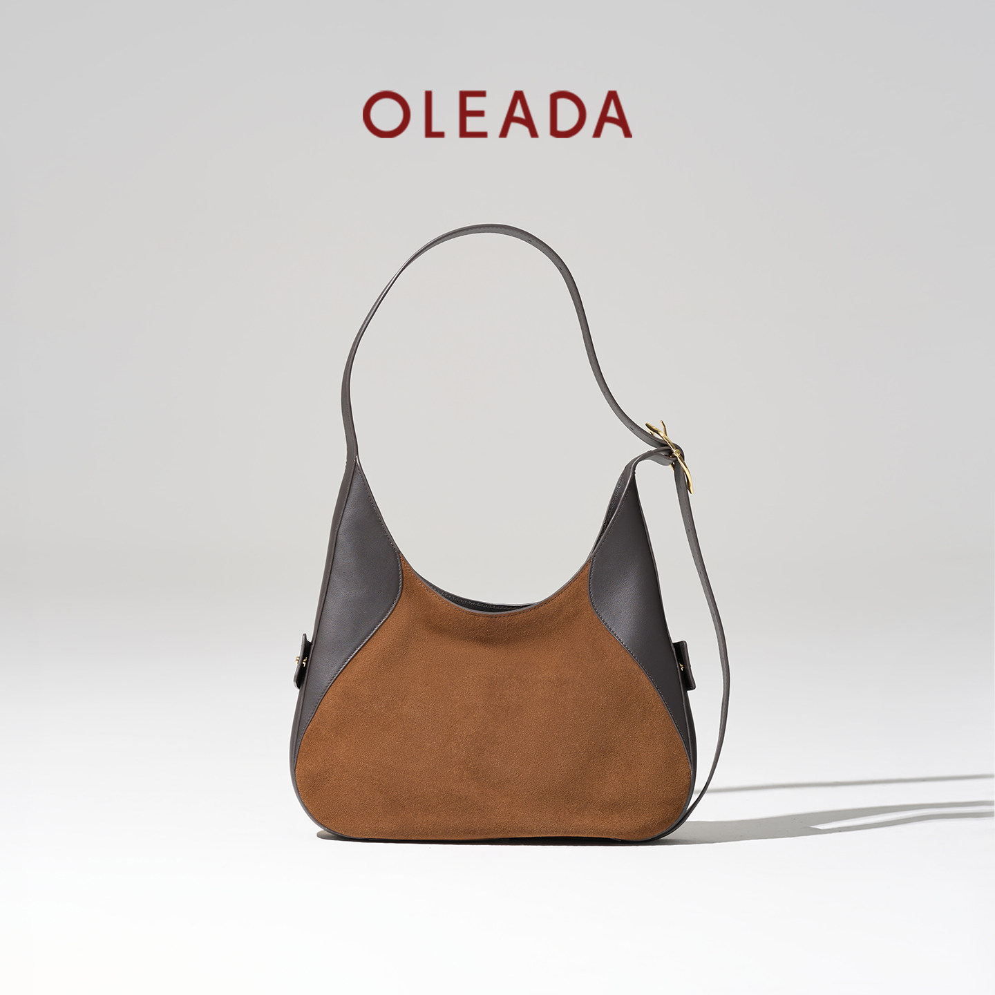 OLEADA灯塔月牙hobo包秋冬大容量麂皮斜挎包原创设计通勤单肩包
