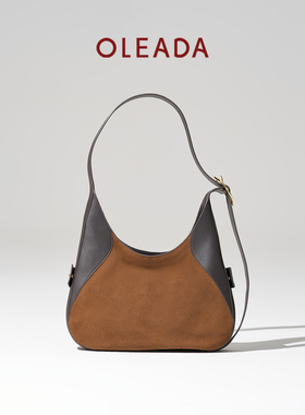 OLEADA灯塔月牙hobo25年秋冬大容量麂皮斜挎包原创设计通勤单肩包