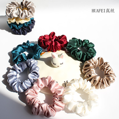 纯白色桑蚕丝大肠发圈自制百搭