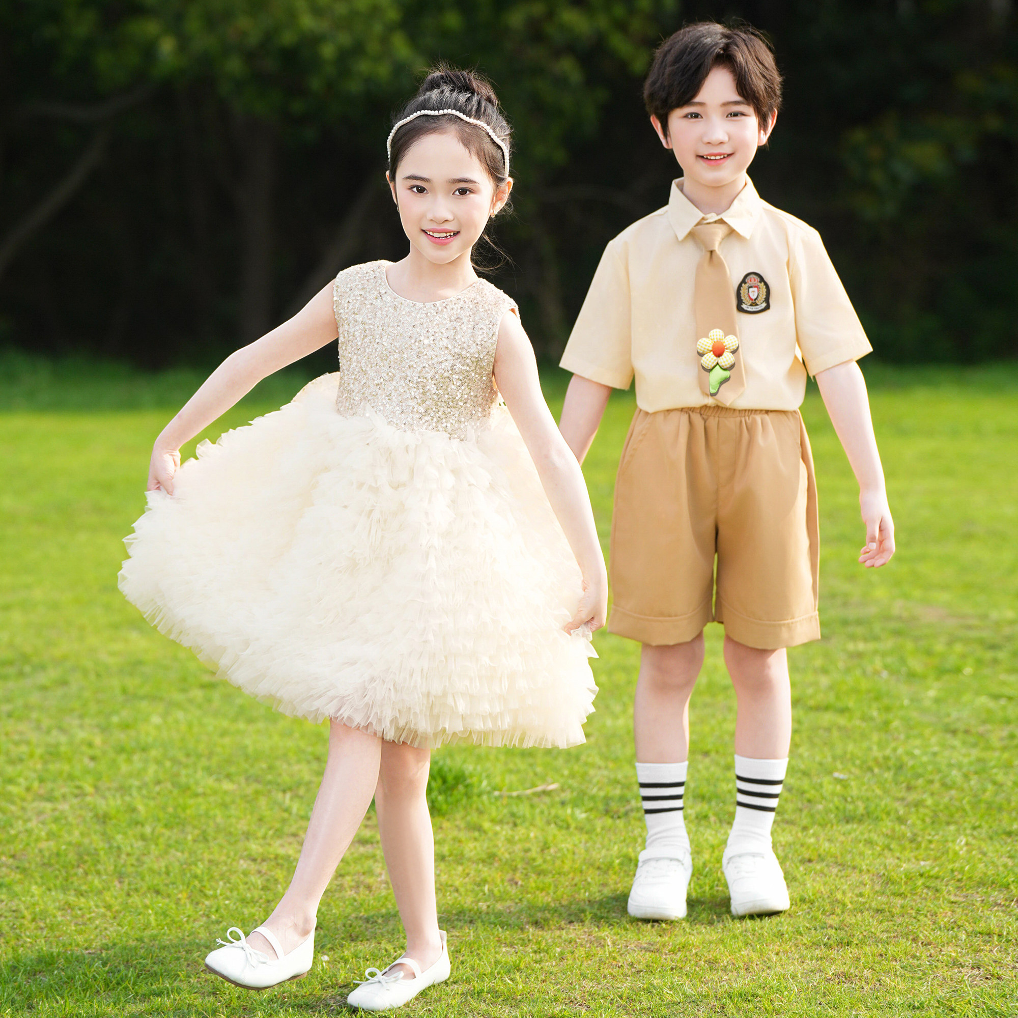 六一儿童演出服女童蓬蓬公主蛋糕裙主持人礼服幼儿园毕业表演服装