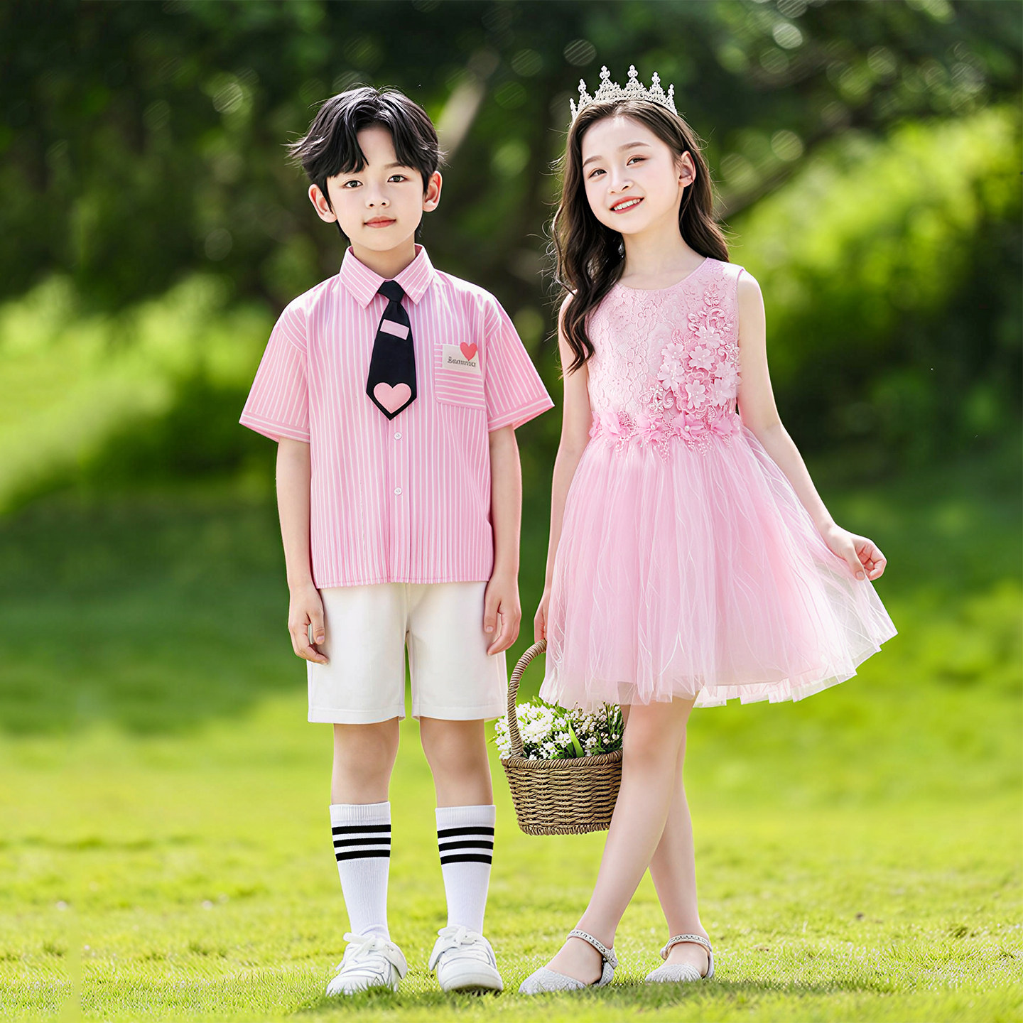 六一儿童演出服粉色女童公主舞蹈蓬蓬连衣裙幼儿园毕业照表演服装