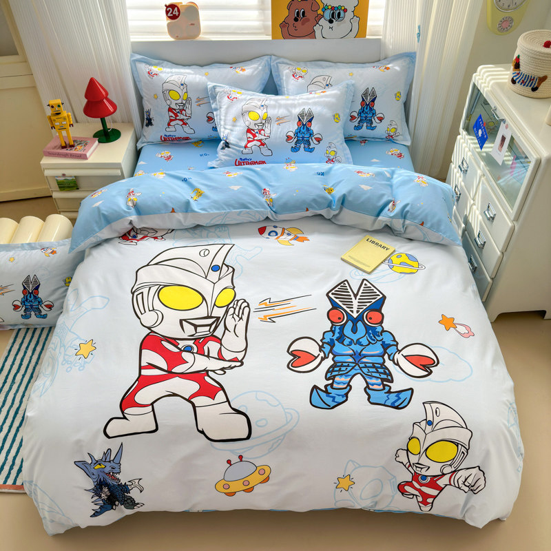 奥特曼全棉儿童四件套纯棉男孩床单被套罩卡通学生宿舍床上三件套