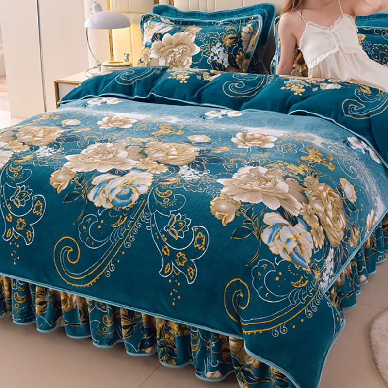 冬季加厚牛奶绒四件套保暖抗静电