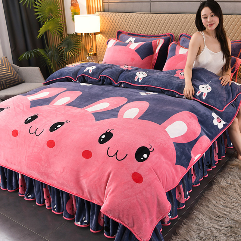 冬季加厚牛奶绒四件套床上用品