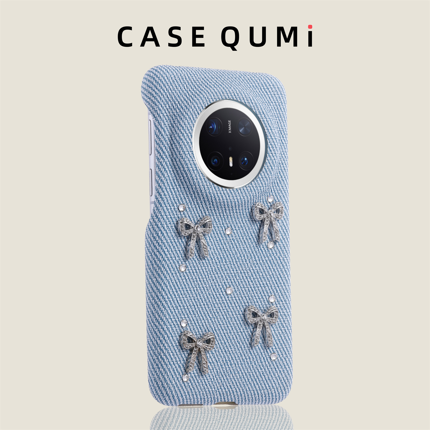 浅蓝色牛仔纹蝴蝶结适用华为mate70pro手机壳新款华为mate70套mate60pro防摔mate60硅胶pura80pro全包pura70