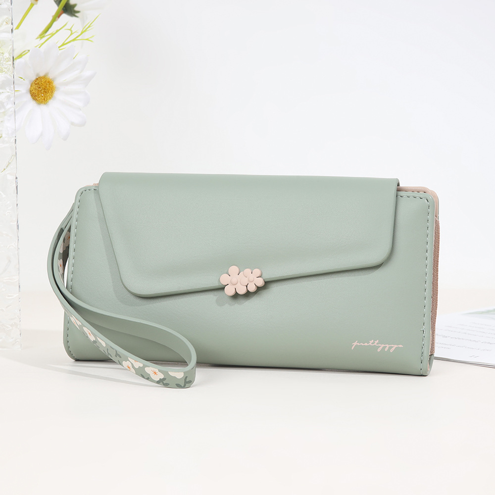 日本品质钱包2025春夏新款钱包女长款日韩小清新个性花朵手提包折