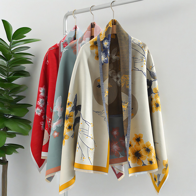 日本品质秋冬加厚保暖双面时尚仿羊绒围巾女气质围脖冬季百搭新款