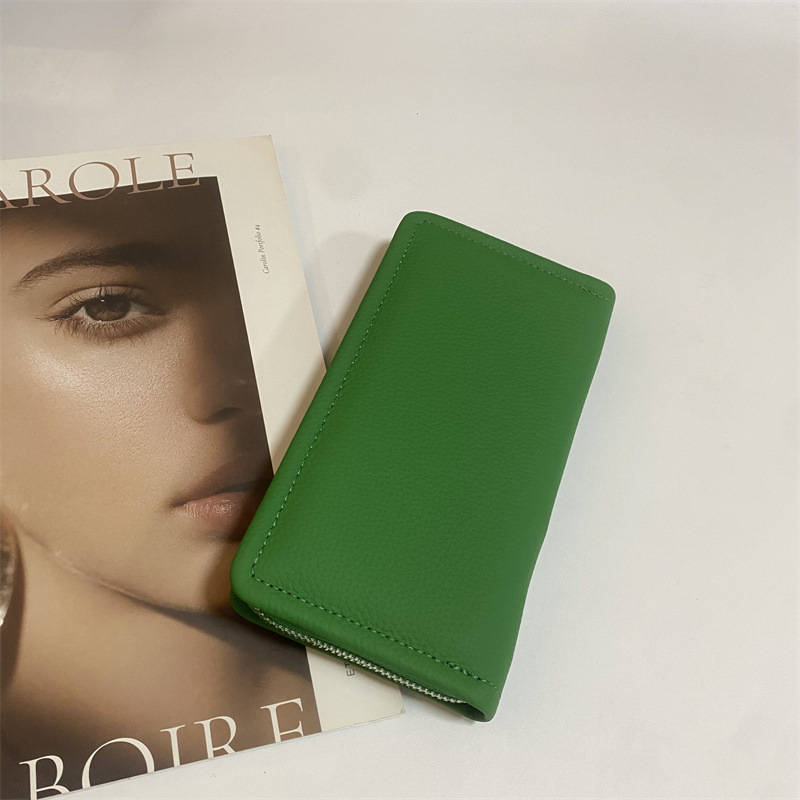 日本品质牛皮真皮长款钱包女大容量头层牛皮风琴卡包时尚手拿包手