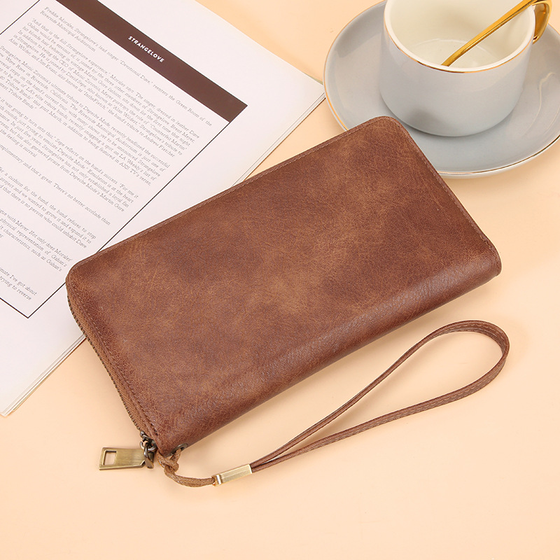 日本品质RFID防盗刷女士钱包手拿包欧美复古多卡位长款拉链拉链式