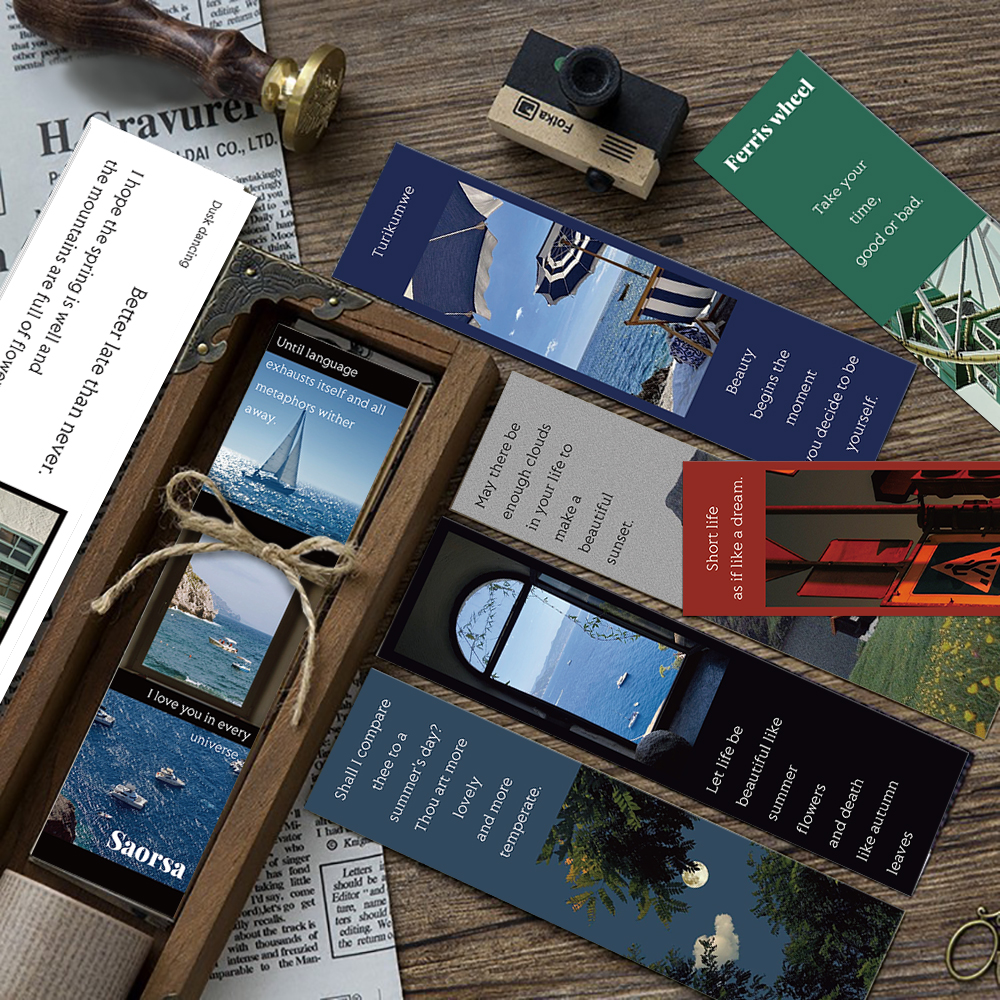 30张唯美风景书签英文短句摘抄纸质精美多功能小卡片