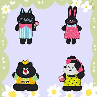 可爱图案衣服补丁贴自粘免缝羽绒服破洞修复装 饰diy图案刺绣布贴