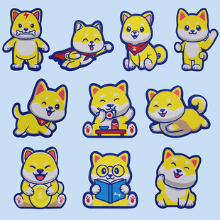 羽绒服补丁贴自粘免缝可爱柴犬刺绣布贴衣服破洞修补贴diy装 饰贴