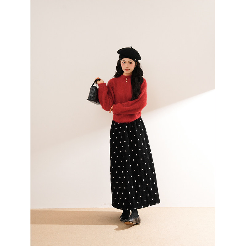 韩系高级感红色毛衣套装裙子女秋冬季2026新款独特漂亮冬装一整套