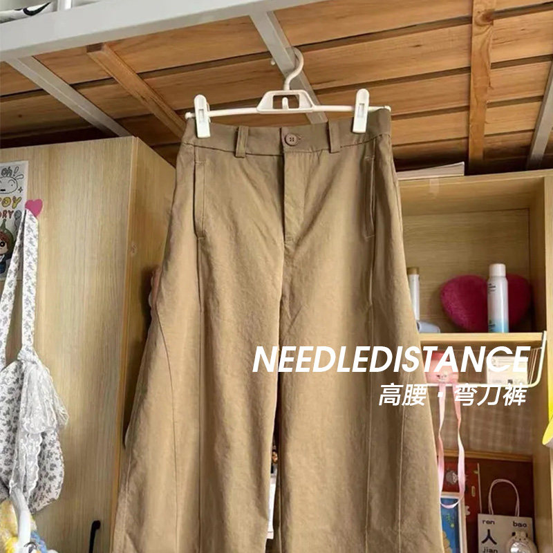 美式香蕉运动裤女2026春季新款小个子高腰修身休闲垂感弯刀阔腿裤