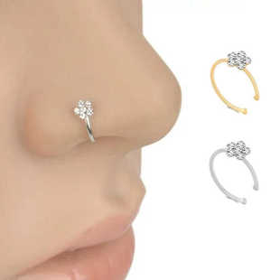 非穿孔鼻夹无洞鼻钉欧美流行鼻环穿刺饰品U型假鼻钉女半圈鼻翼环