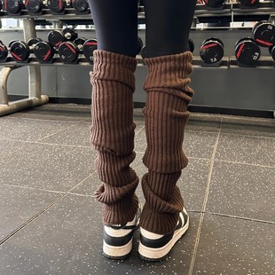 LULU AHEAD健身针织袜套粗条毛线加长大腿袜过膝保暖腿套堆堆袜