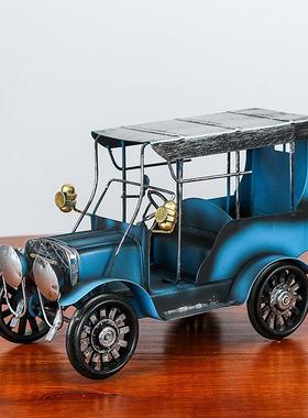 复古铁件艺老爷艺车摆创意家居桌QC2018面汽车模型装饰摆件金属工