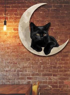 厂家供应跨境独立站北咪美金饰属墙壁艺术猫客室内SK-11332厅装金