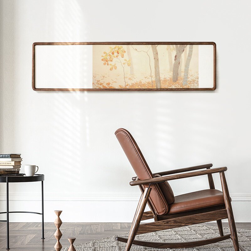 日式风景实木横条装饰画卧室床头沙发背景墙挂画侘寂民宿公寓壁画