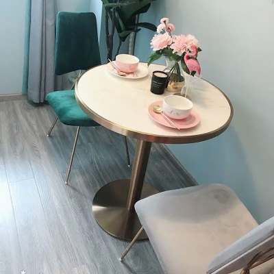 北欧小圆桌洽谈桌铁艺大理石餐桌椅咖啡厅奶茶店现代简约边几茶几